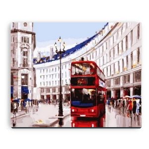 Cityscape with a Double-decker Bus in London | 35easy Paint By Number