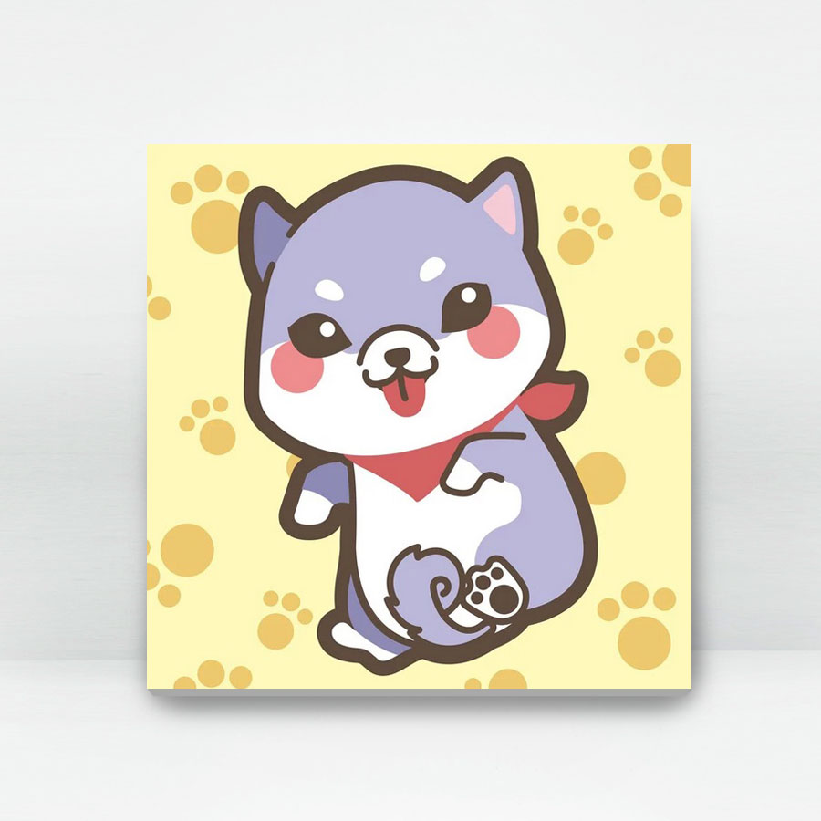 Colourful Cute Dog - Shiba Inu | 35easy Paint By Number Colourful Cute Dog - Shiba Inu | 35easy Paint By Number
