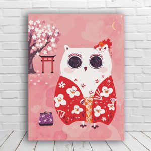 Owl Series by Graphic Designer & Illustrator Nico: Japanese Kimono Owl | 35easy Paint By Number